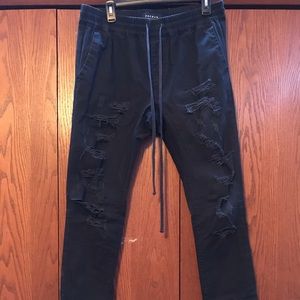 PacSun black destroyed drop crotch skinny jeans